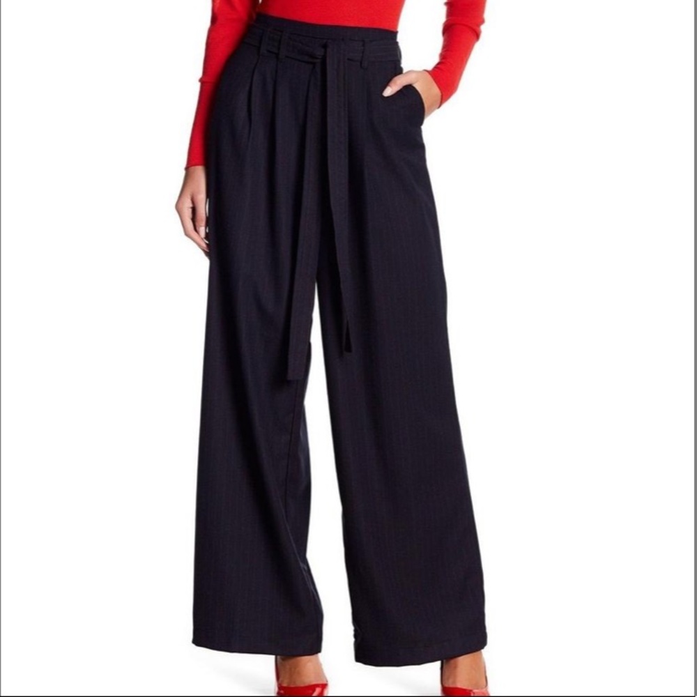 Harlowe & Graham Navy Pinstripe Dress Pants